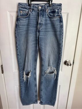 H&M Light Blue Straight Leg Distressed Jeans